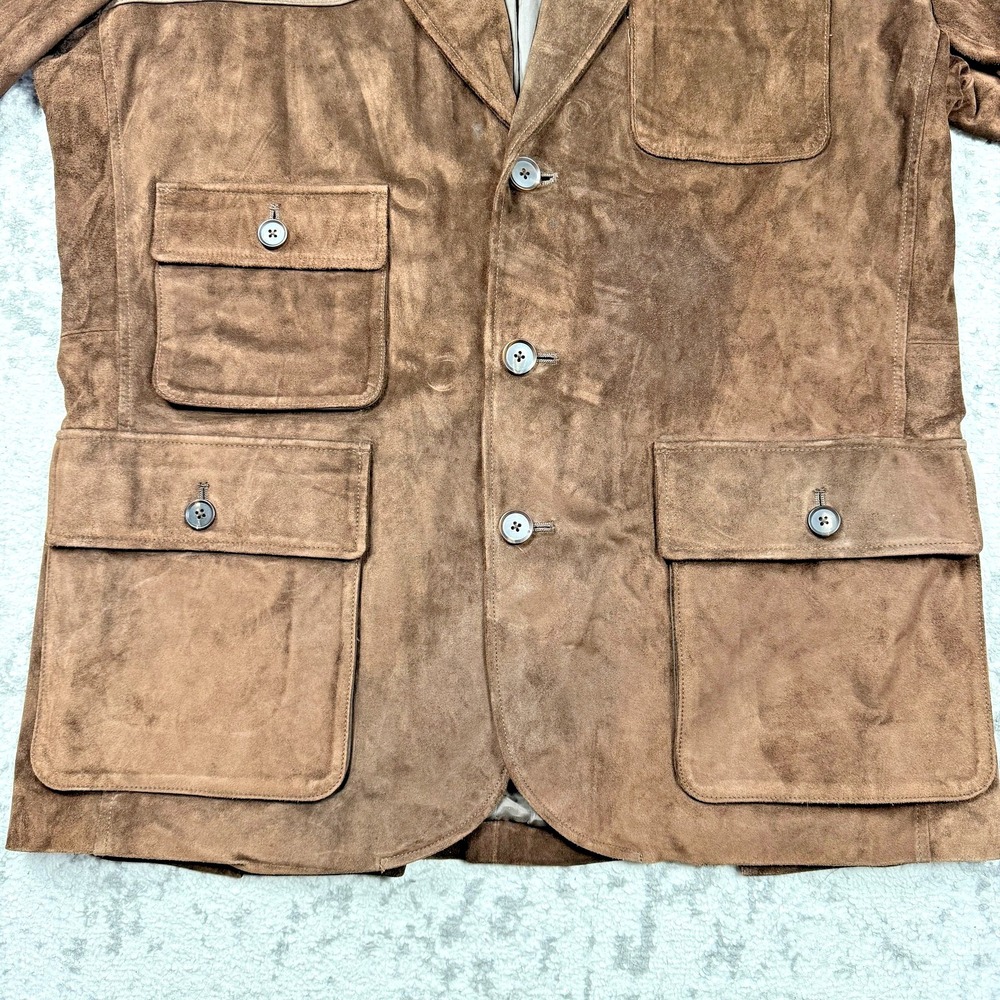 Orvis Sport Coat Mens Large Brown Leather Shooting Hunting Jacket Elbow Patches - Picture 10 of 13